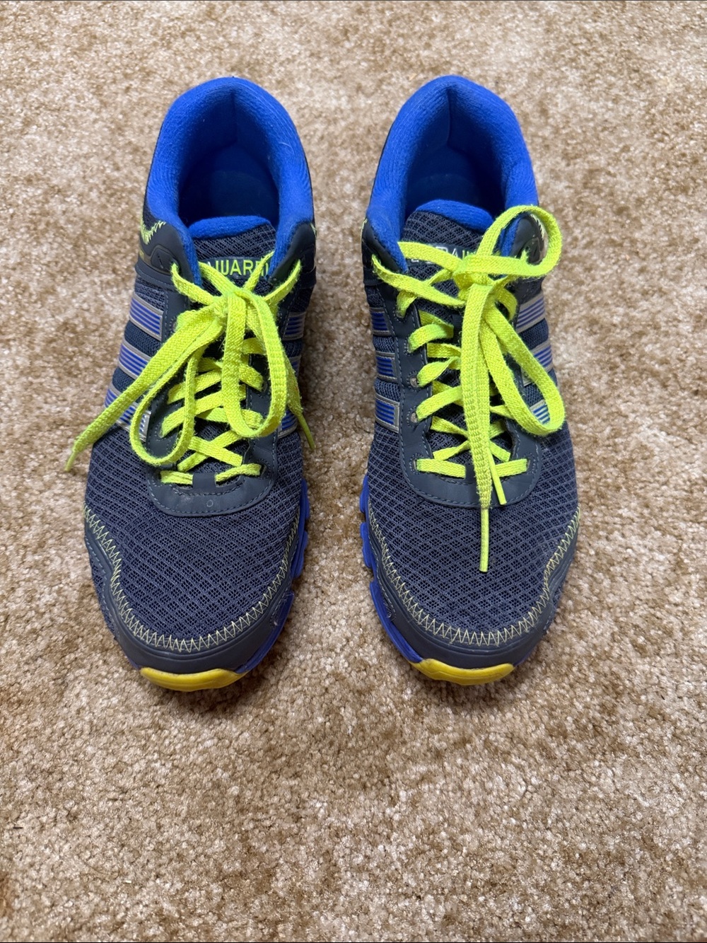 adidas Blue and Neon Yellow Athletic Sneakers
